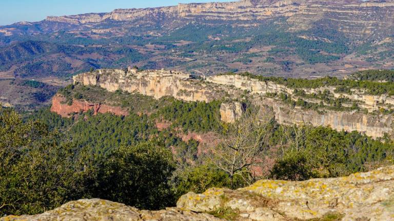 El pueblo medieval del Gallicant visto desde la carretera. FOTO: Santi Garcia