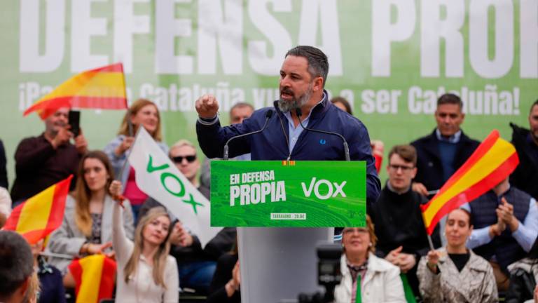 Santiago Abascal, durante el mitin en Bonavista. Foto: Marc Bosch/DT
