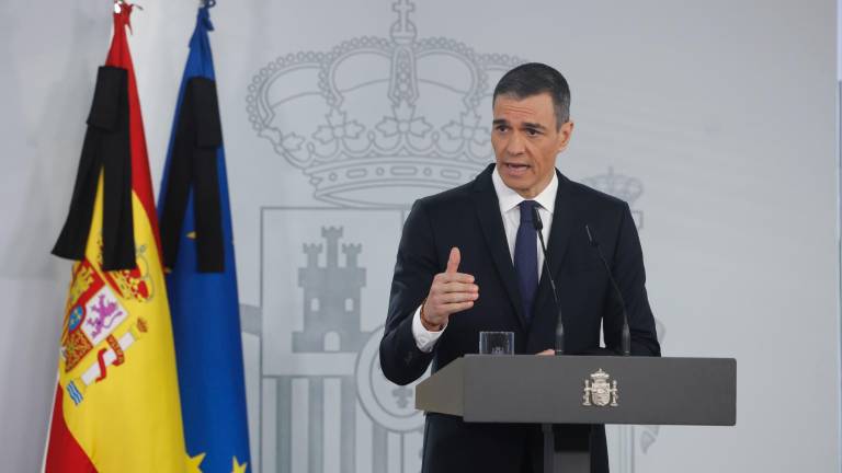 El presidente del Gobierno, Pedro Sánchez, durante su comparecencia tras el Consejo de Ministros de este martes. Foto: EFE