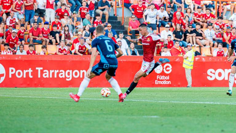 Instante del partido entre el Nàstic y el Murcia. Foto: Nàstic