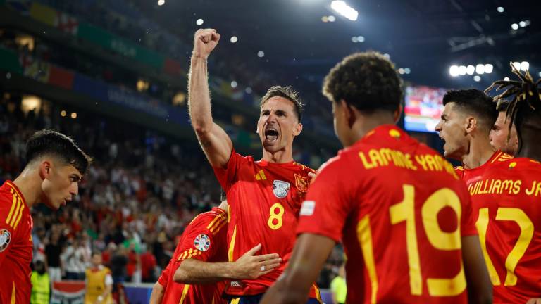 Fabián celebra su segundo gol en la Eurocopa y el tanto que supuso el 2-1 frente a Georgia. foto: efe