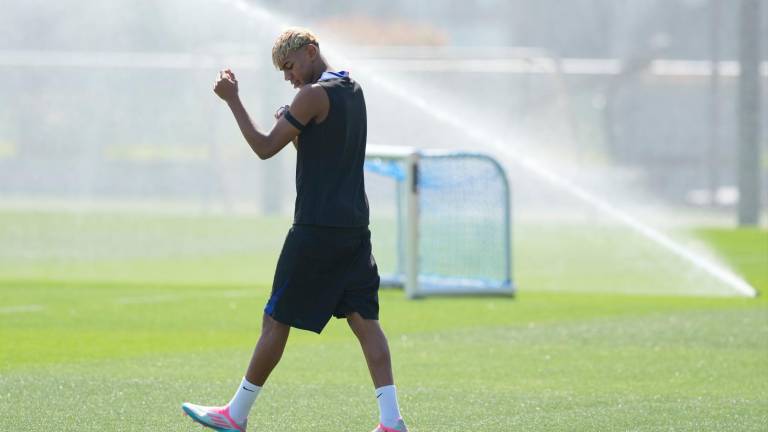 Lamine Yamal, durante un entrenamiento. Foto: EFE