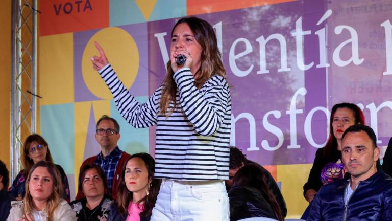 La ministra de Igualdad Irene Montero, durante el cierre de campaña de Podemos para las municipales en Madrid. Foto: EFE