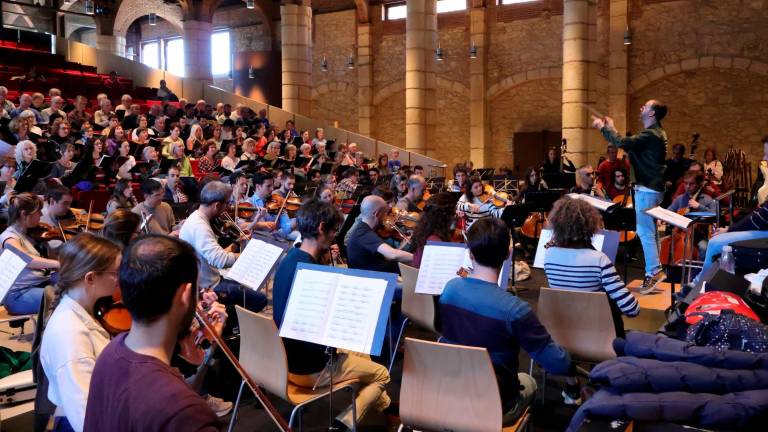 Ensayo del Concert de Sant Jordi, el pasado domingo, en el Celler de Vila-seca. Foto: Alba Mariné