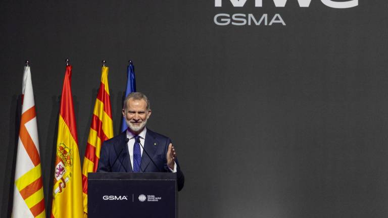 El rey Felipe VI en la presentación en la cena de bienvenida al Mobile World Congress. Foto: EFE