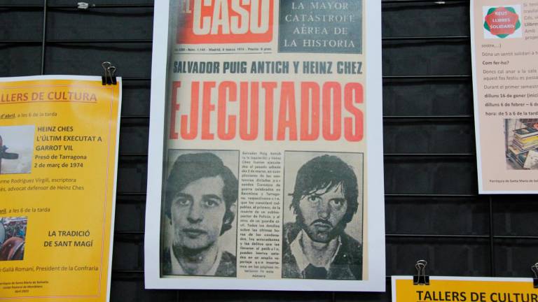 Portada del periódico ‘El Caso’ en la que aparecen Heinz Chez y Salvador Puig Antich. Foto: Júlia Camprubí Díez