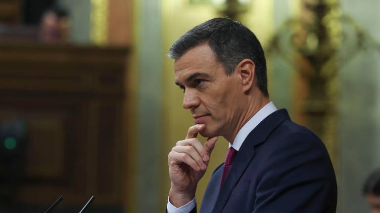 El secretario general del PSOE y presidente del Gobierno en funciones, Pedro Sánchez, interviene durante el primer día del debate de investidura. Foto: EFE