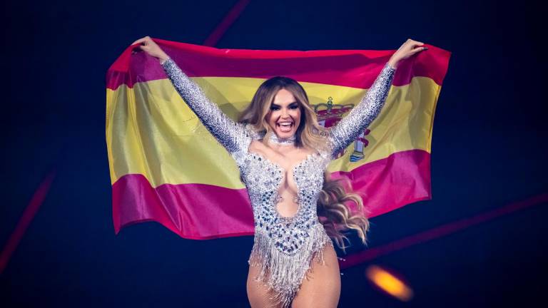 La cantante Melody representando a España en el Festival de 2025. Foto: EFE
