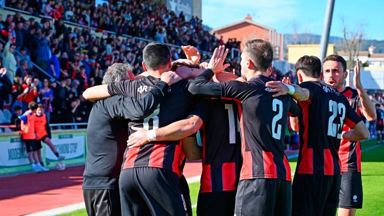 Los jugadores del Reus FC Reddis celebran un gol ante el Girona ‘B’. Foto: Alfredo González
