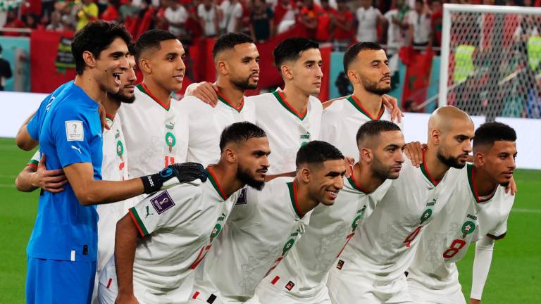 El once de jugadores de Marruecos juega prácticamente al completo en Europa. foto: efe