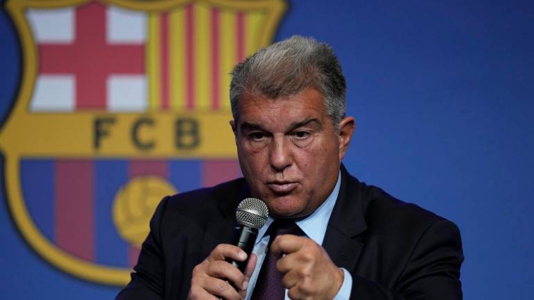 Joan Laporta comparece ante los medios para explicar el caso Negreira. Foto: EFE