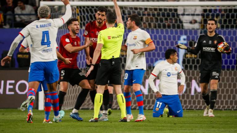 Imagen del partido de la Supercopa entre el Barça y Osasuna de este miércoles en Arabia Saudí. Foto: EFE