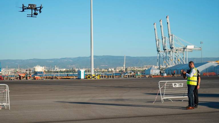 Imatge del dron de vigilància del Port de Tarragona. Foto: Cedida