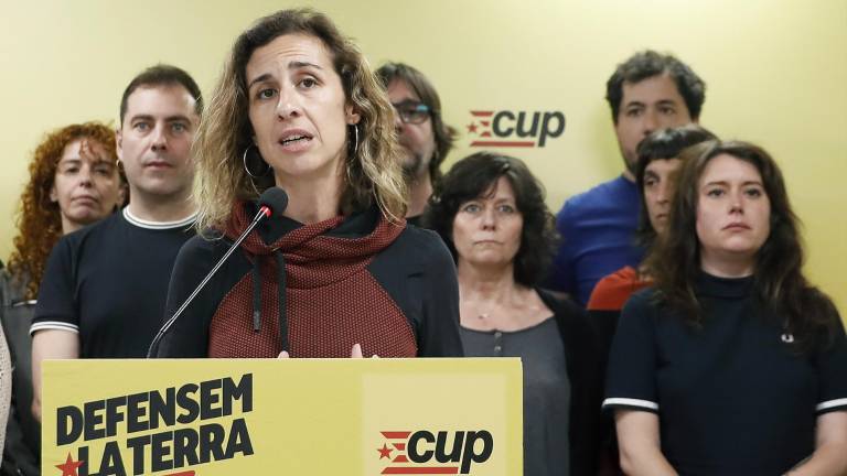 La candidata de la CUP, la tarraconense Laia Estrada, durante su comparecencia de ayer noche. Foto: EFE