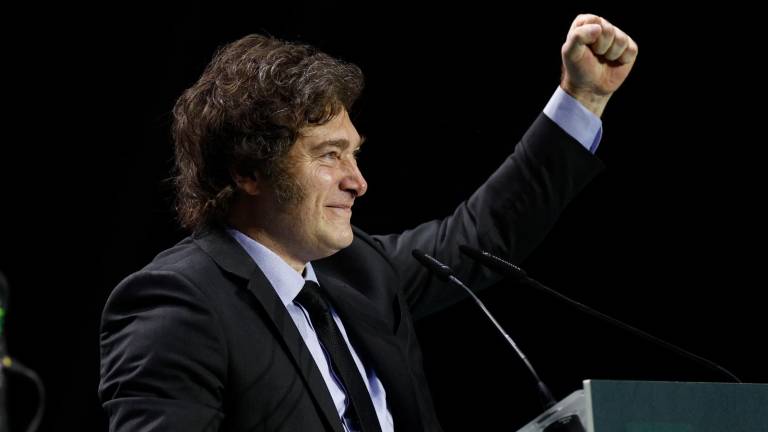 Javier Milei en el acto de este domingo. Foto: EFE