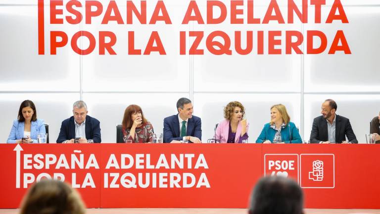 El presidente del Gobierno y secretario general del PSOE, Pedro Sánchez durante la reunión de la Comisión Ejecutiva Federal en la sede Ferraz. Foto: EFE