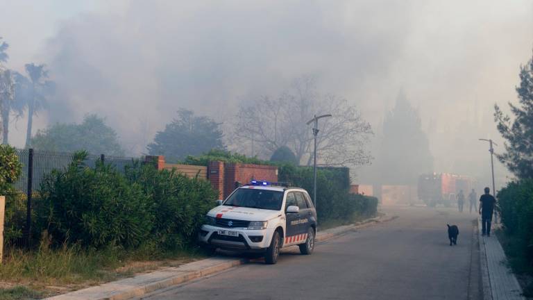 Uno de los tres incendios de la tarde de este lunes en Tortosa. Foto: Joan Revillas