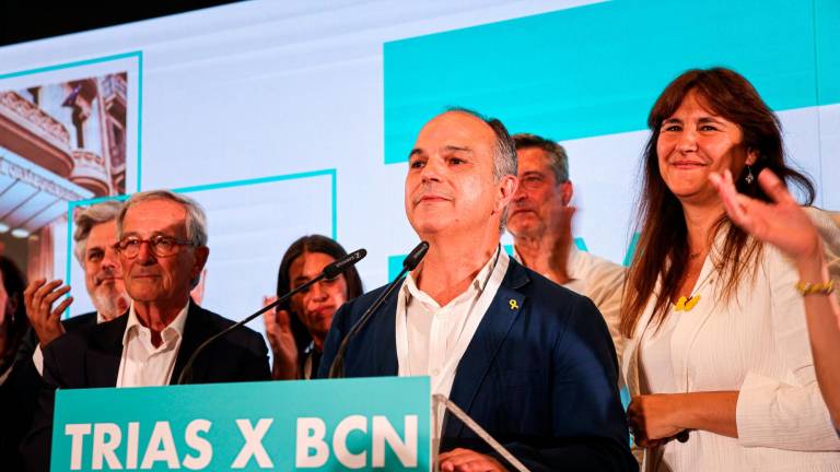El secretario general de Junts, Jordi Turull, celebrando la victoria de Xavier Trias en las municpales en Barcelona. Foto: ACN