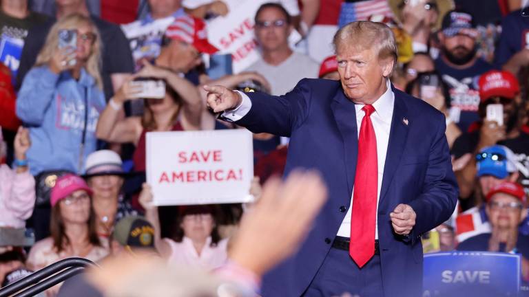 Donald J. Trump en su mitin en el aeropuerto Minden-Tahoe en Minden, el 8 de octubre del año pasado. Foto: EFE/EPA/PETER DASILVA