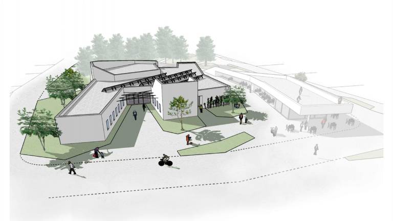Una infografía del futuro Ecoespai de Mont-roig dentro del cual se construirá el nuevo centro de convenciones. foto: Cedida