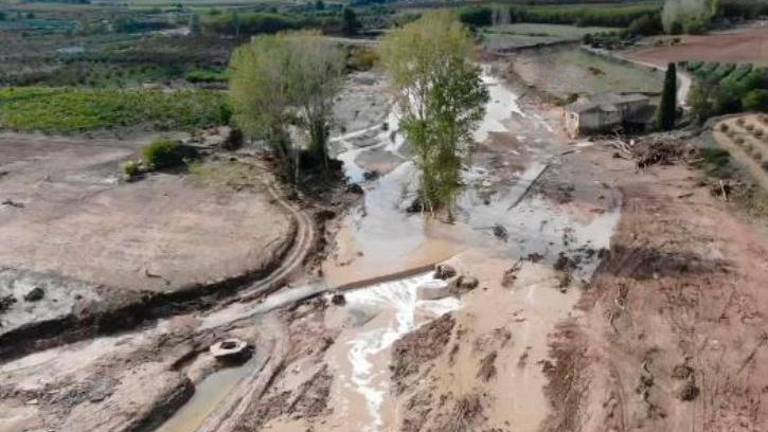 El riu Francolí al seu pas per l’Espluga, a l’altura del Molí d’en Guasch, després dels aiguats de l’octubre.