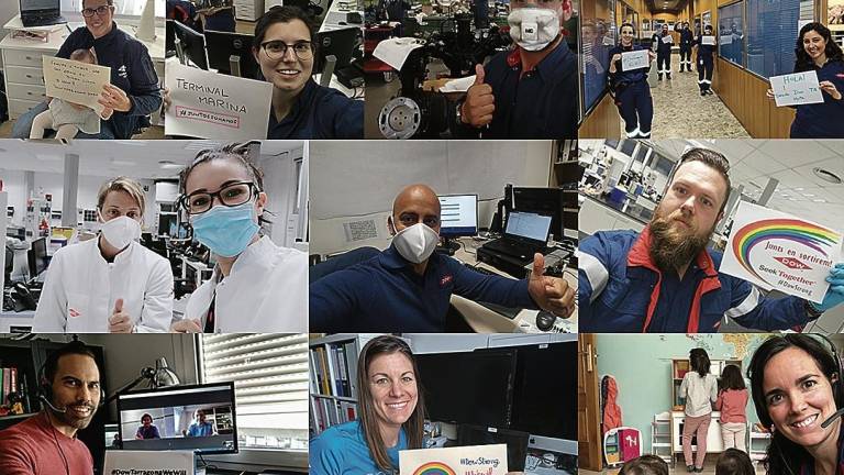 Los empleados y empleadas de Dow muestran su mejor cara ante la pandemia bajo el lema ‘Juntos, en la distancia, somos más fuertes’. FOTOs: cedidas