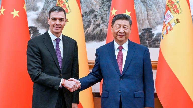 Xi Jinping, presidente chino, junto a Pedro Sánchez este viernes. Foto: EFE
