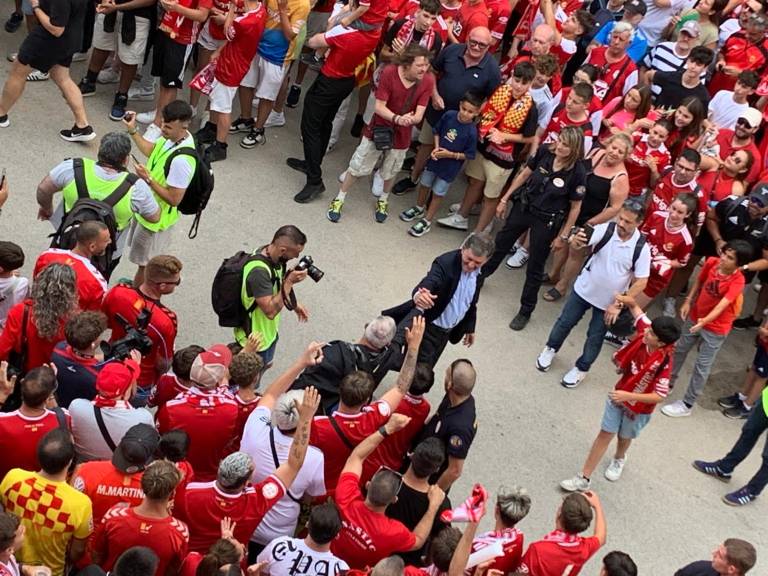 La llegada del presidente al Nou Estadi
