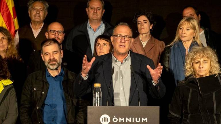 Oleguer Serra, a l’esquerra de la foto, és vicepresident primer d’Òmnium i estava encausat per organitzar el Tsunami Democràtic. FOTO: ÒMNIUM
