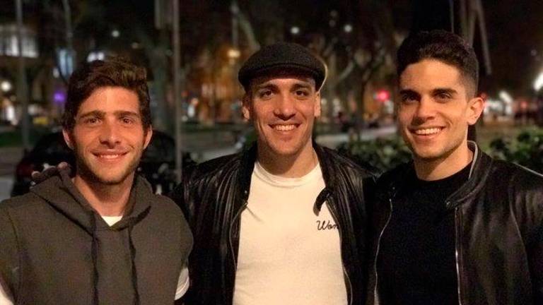 Sergi Roberto, Oriol Romeu y Marc Bartra en una quedada de los tres en Barcelona. foto: twitter