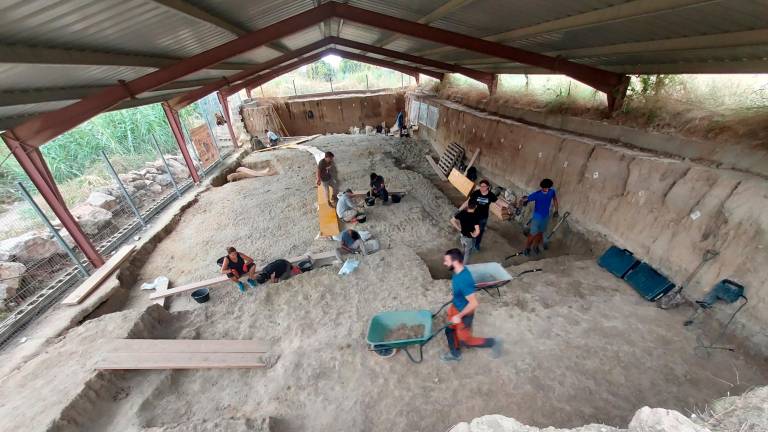 Imagen general de la excavación en la Cala 1 del Barranc de la Boella. Foto: Palmira Saladié/IPHES-CERCA