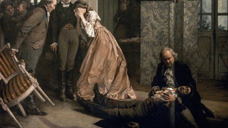 Pintura de François-Charles Baude, que recrea el momento en que Werther se suicida. Foto: DT
