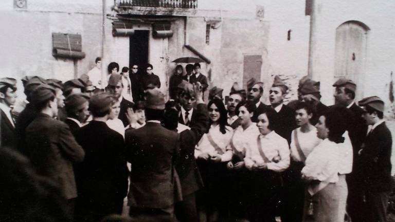 Fotografia d’arxiu de les caramelles de Rodonyà, a la dècada dels anys setanta. Foto: E. Pastor