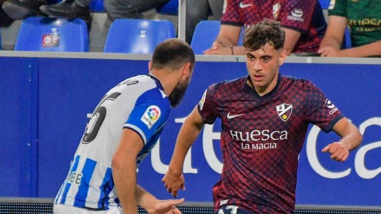 Pol Prats en un partido con el Huesca en Segunda. foto: cedida