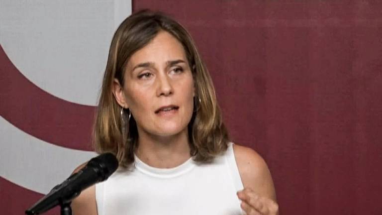 Jéssica Albiach, lider de los Comuns, ayer al anunciar el acuerdo con el PSC.