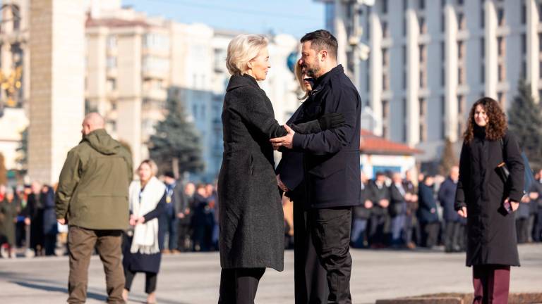Von der Leyen y Zelenski este lunes en Ucrania. Foto: EFE