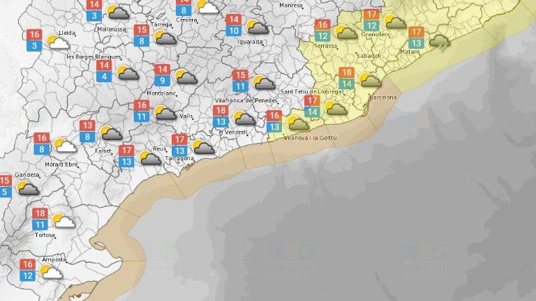 La previsió meteorològica d'aquest divendres, 12 de novembre. FOTO: Meteocat