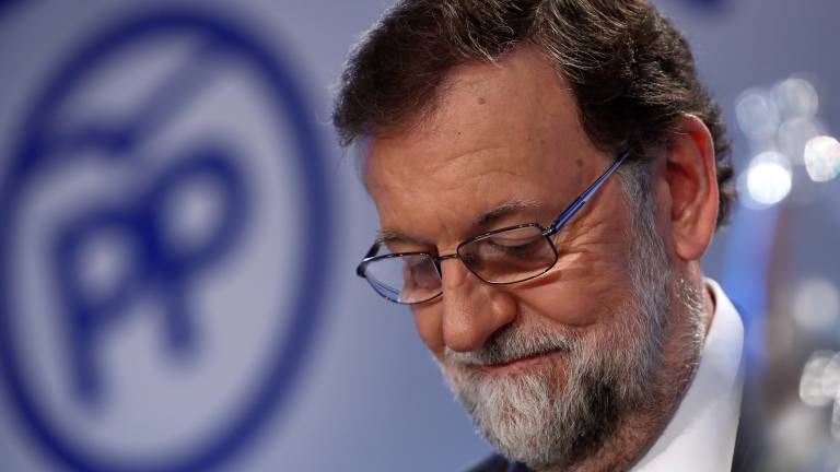 Imagen de Mariano Rajoy durante la comparecencia de hoy. EFE