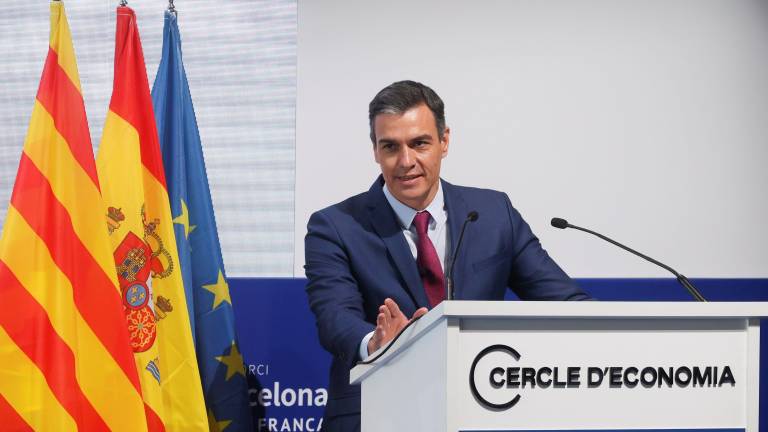 El presidente del Gobierno, Pedro Sánchez, al inicio de su intervención en la clausura de la XXVI reunión del Cercle de Economía.