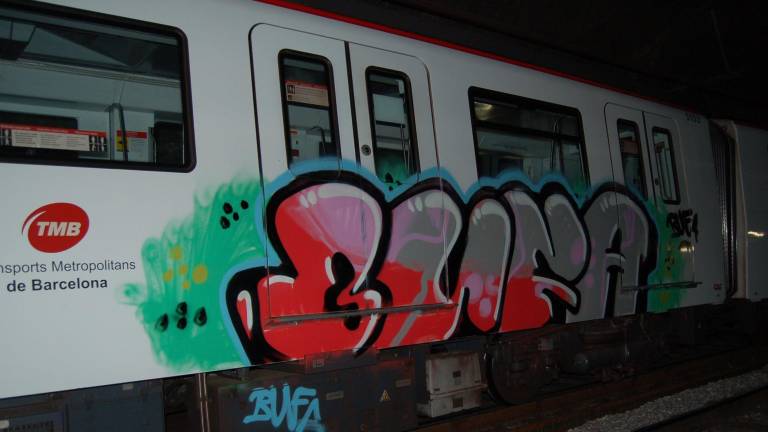 Ejemplo de grafiti en el metro de Barcelona.