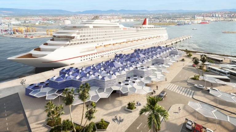 Imagen virtual del aspecto que ofrecerá la nueva terminal, en el Moll de Balears. Foto: cedida