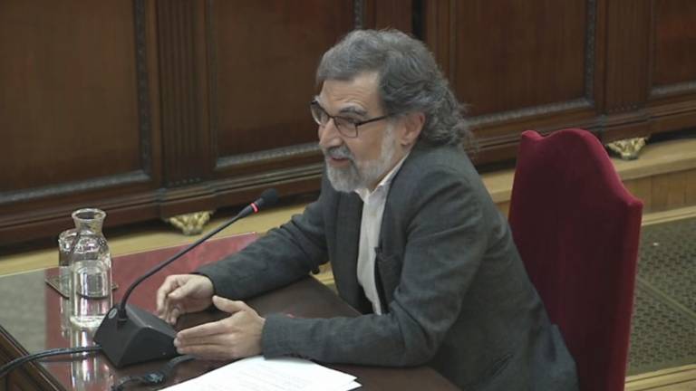 Pla general, extret de senyal institucional, de Jordi Cuixart durant l'últim torn de paraula al Tribunal Suprem, el 12 de juny de 2019. ACN