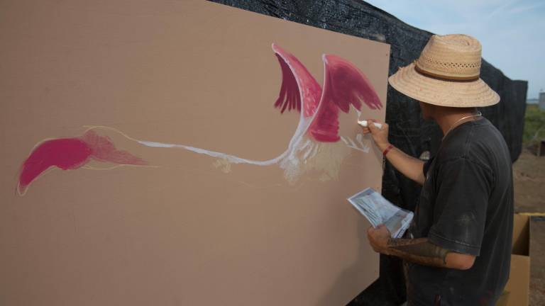 Cada dia del festival, l'artista Roc Blackblock ha fet un graffbird. Foto: J. Revillas