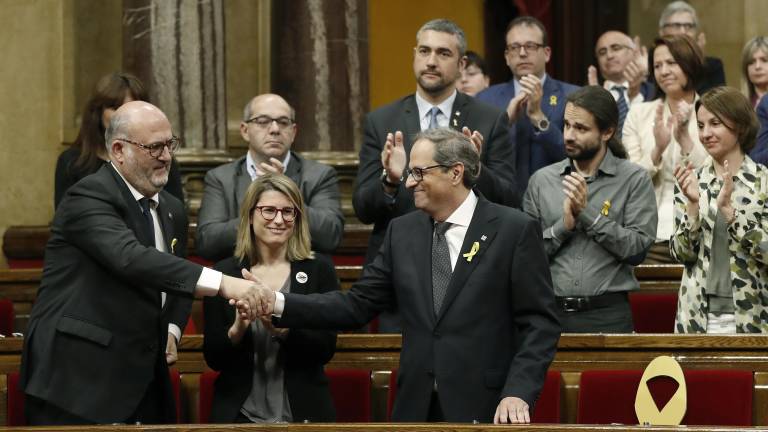 El nou president de la Generalitat, Quim Torra, felicitat per JxCat i ERC. FOTO: EFE
