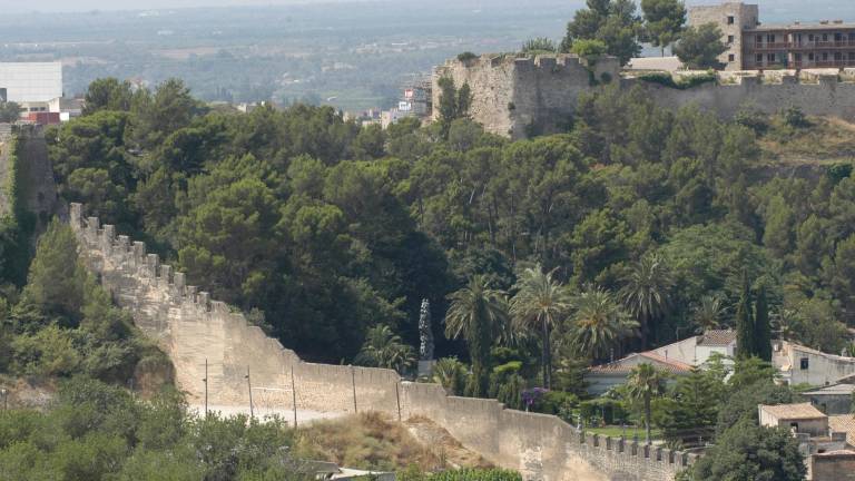 La muralla de Remolins i el castell de la Suda, al fons. FOTO: Joan Revillas