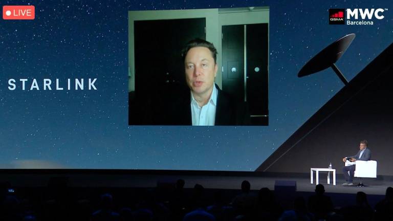 Intervención telemática de Elon Musk en el MWC, el 29 de junio de 2021. Foto: ACN