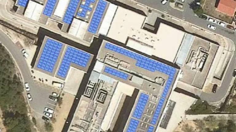 Imagen virtual de cómo está previsto que se coloquen los paneles solares en el complejo de Llevant. FOTO: CEDIDA