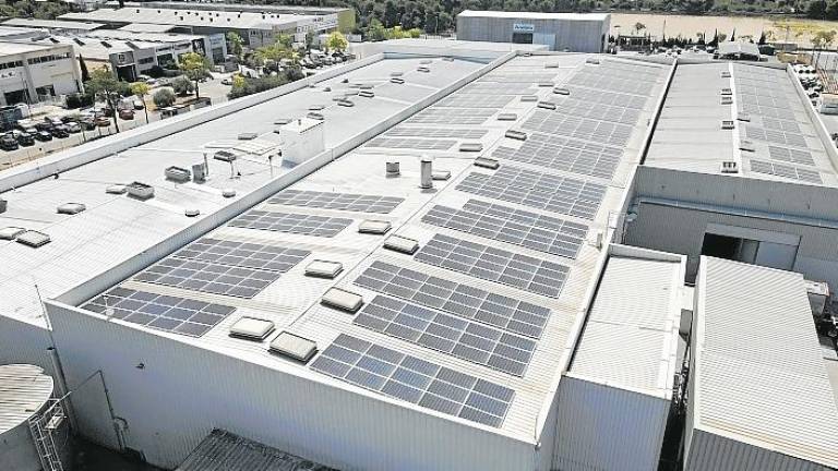 Placas fotovoltaicas en la fábrica de Camarles. Foto: Cedida