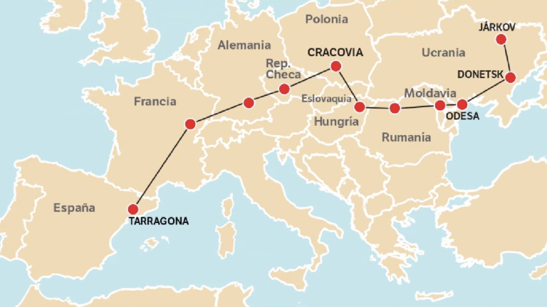 La ruta de unos 4.000 kilómetros desde Ucrania hasta Tarragona