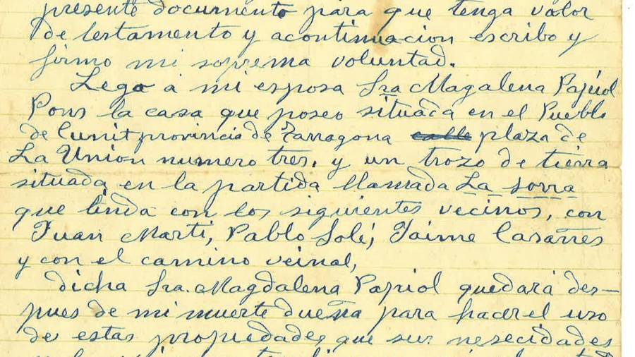 La &uacute;ltima carta que Serra envi&oacute; a su esposa desde la c&aacute;rcel de Tarragona. FOTO: CEDIDA